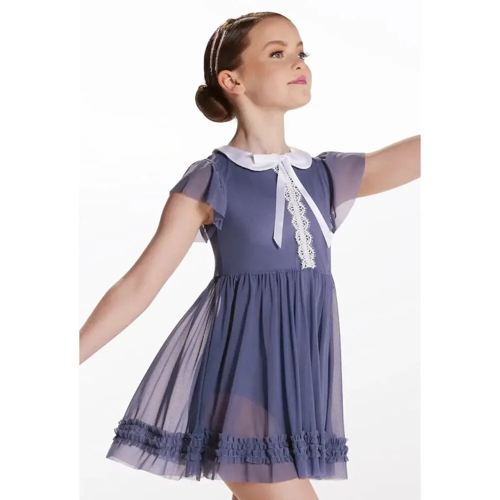 Pre-Owned Dance Costume Weissman 11931 Intermediate Child Blue Dress Lyrical